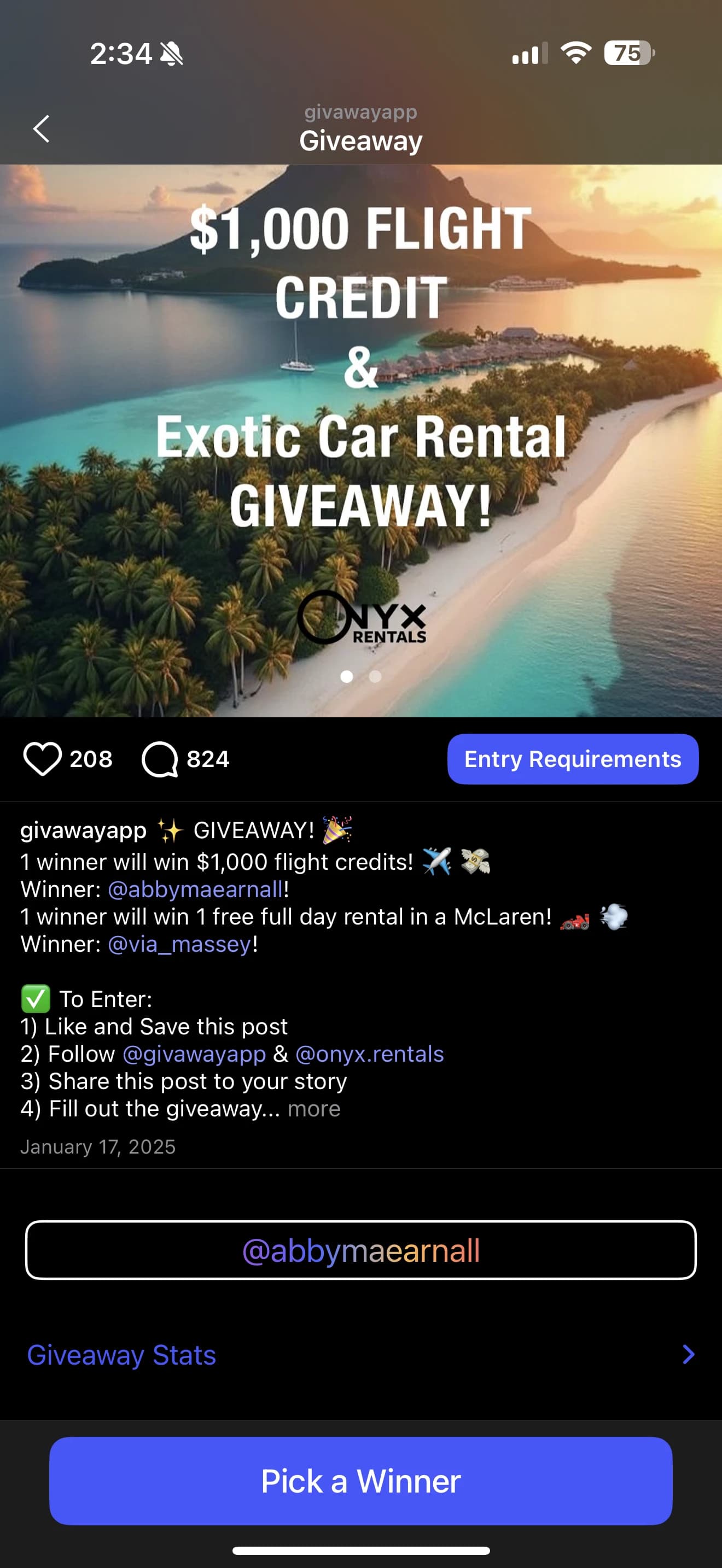 Givaway Mobile App